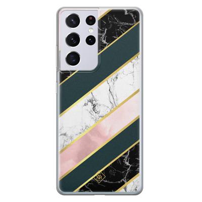 Samsung Galaxy S21 Ultra siliconen hoesje - Marble stripes