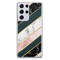 Samsung Galaxy S21 Ultra siliconen hoesje - Marble stripes - thumbnail