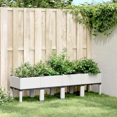 VidaXL Plantenbak met poten 160x40x42 cm polypropeen wit