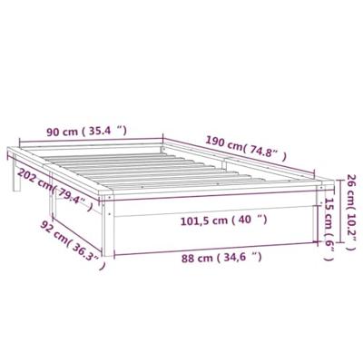 Bedframe LED massief hout 90x190 cm Bedframe LED massief hout 90x190 cm