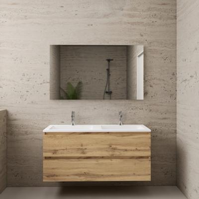 ACTIE BWS Badmeubel | Paris | Dakota Oak 120 cm | Mat Wit Wastafel | 2 Kraangaten