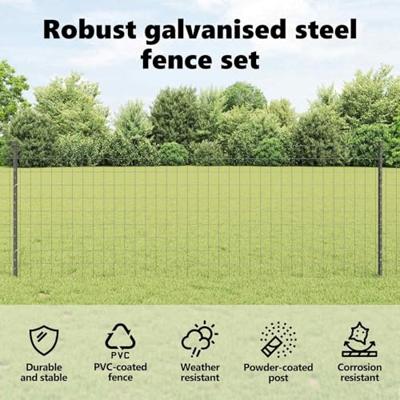 VidaXL Hek met paal grijs 0,8 x 10 m staal