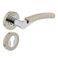 Deurkruk 1700 Bryan op rond rozet 7mm nokken met profielcilindergat plaatjes chroom/nikkel mat - thumbnail