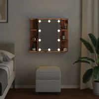 Spiegelkast met LED-verlichting 70x16,5x60 cm oud houtkleurig - thumbnail