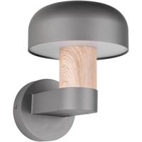 LED Buiten Wandlamp E27 - Houtlook & Grijs - IP54 Aluminium - thumbnail