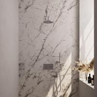 Brauer Chrome Carving Thermostatische Regendoucheset Inbouw - Hoofddouche 20 cm - Gebogen Wandarm - Met Drukknoppen - Handdouche Staaf - Doucheslang - Wandaansluitbocht - Chroom - thumbnail