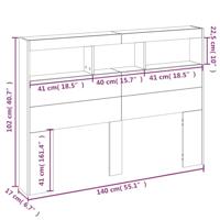 Hoofdbordkast met LED-verlichting 140x17x102 cm wit - thumbnail