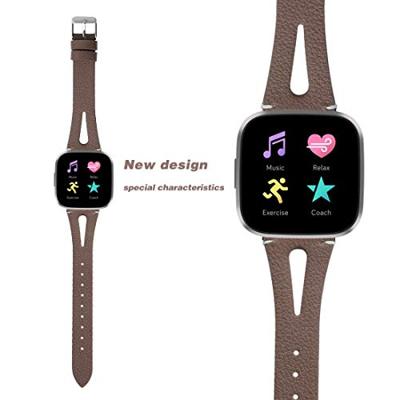 Fitbit Versa 1 / 2 & Lite bandje TPU leer - Kastanje Bruin