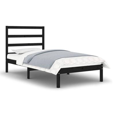 Bedframe massief hout zwart 75x190 cm