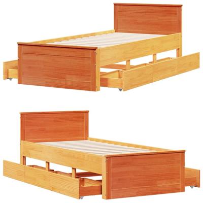 Bedframe zonder matras met hoofdbord hout wasbruin 140x190 cm