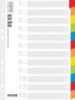 OFFICE products tabbladen, A4, karton, 11-gaatsperforatie, geassorteerde kleuren, 12 tabs - thumbnail