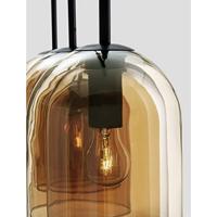 Lyora HanglampVelor 3-lichts zwart met amber glas recht - 9236740 - thumbnail