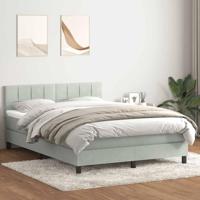 Boxspring met matras fluweel lichtgrijs 140x210 cm - thumbnail