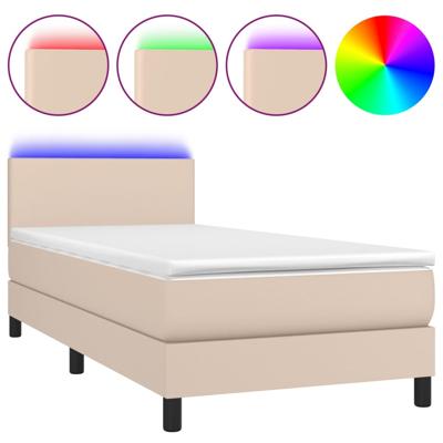 Boxspring met matras en LED kunstleer cappuccinokleur 120x190cm