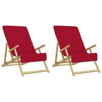 Strandhanddoeken 2 st 400 g/m 60x135 cm stof bordeauxrood - thumbnail