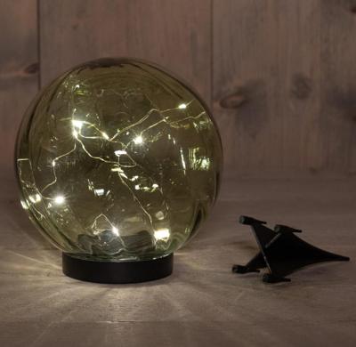 Glazen Bol Groen 15 x 18 cm Met Steker solar Anna's Collection - Annas collection