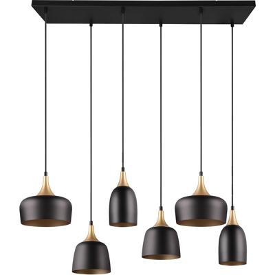 Mat Zwarte LED Hanglamp - 6-Lichts E14 - Modern Metaal Design