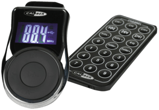 Caliber FM - Transmitter - 12 -V - Sigarettenauto - Oplader - Aux - Input - Auto - Radio - Muziekaccessoire - PMT302-1 USB - Laadpoort - Afstandsbediening - Zwart - 128 x 40 x 33 mm