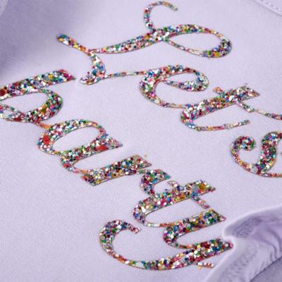 Kindershirt met lange mouwen glitterprint 92 lichtlila