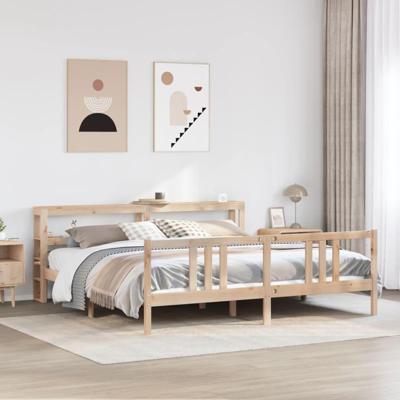 Bedframe met hoofdbord massief grenenhout 200x200 cm