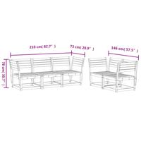 5-delige Loungeset met kussens massief grenenhout wit - thumbnail