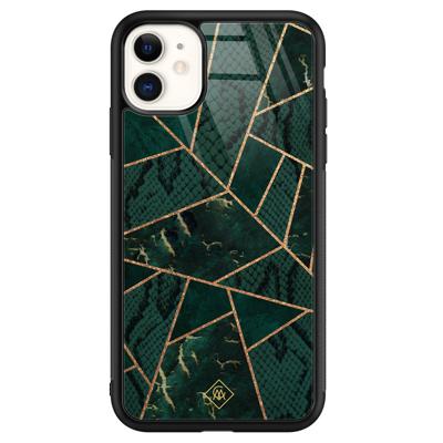 iPhone 11 glazen hardcase - Abstract groen