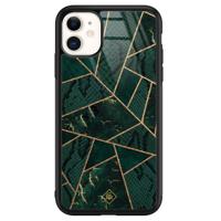 iPhone 11 glazen hardcase - Abstract groen - thumbnail