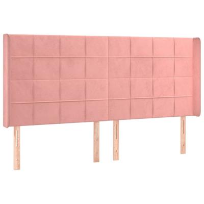 Hoofdbord met randen 183x16x118/128 cm fluweel roze