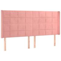 Hoofdbord met randen 183x16x118/128 cm fluweel roze - thumbnail