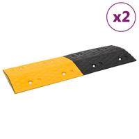 VidaXL Verkeersdrempels 2 st 97x32,5x4 cm rubber geel en zwart - thumbnail