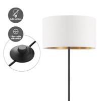 Scandinavische stijl Vloerlamp - Corduroy Lampenkap - Cilinder - Wit - ø40 x 165 cm - E27 Fitting - Geschikt voor Woonkamers en slaapkamers - met Voetschakelaar - thumbnail