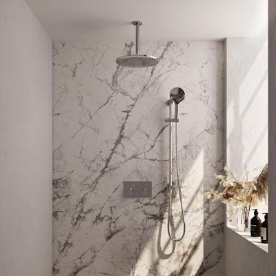 Brauer Chrome Edition Thermostatische Regendoucheset Inbouw - Hoofddouche 30 cm - Met Drukknoppen - Handdouche 3 Standen - Doucheslang - Geintegreerde Glijstang - Chroom