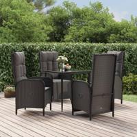 5-delige Tuinset met kussens poly rattan zwart - thumbnail