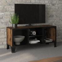 Tv-meubel 105x36x47 cm metaal en MDF rustiek bruin - thumbnail