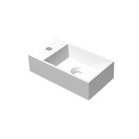 Fontein INK Contra Rechthoek Links 40x22x10cm Polystone Cilinder Mat Wit 1 Kraangat - thumbnail