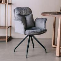 Tower Living Eetkamerstoel Rota, Draaibaar, met armleuning, kleur Grijs - thumbnail
