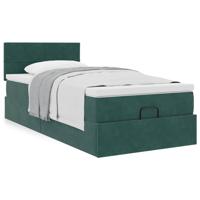 Ottoman bed met matras 80x200cm fluweel donkergroen - thumbnail