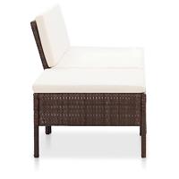 3-delige Loungeset met kussens poly rattan bruin - thumbnail