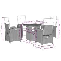 5-delige Tuinset met kussens poly rattan grijs - thumbnail