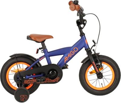 AMIGO Explorer 12 Inch Jongens Terugtraprem Blauw/Oranje AMIGO Explorer 12 Inch Jongens Terugtraprem Blauw/Oranje