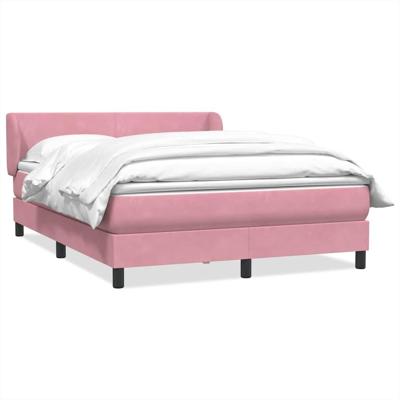 Boxspring met matras fluweel roze 160x210 cm