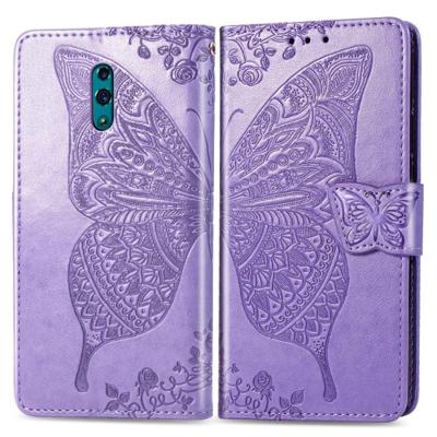 Butterfly Love bloemen reliëf horizontale Flip lederen case voor OPPO Reno met houder & kaartsleuven & portemonnee & Lanyard (licht paars)