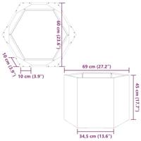 Plantenbak zeshoek 69x60x45 cm roestvrijstaal - thumbnail