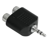 Hama 75122376 - kabel-interface/adapter (3,5 mm, 2 x RCA male connector/vrouwelijke connector, zwart) - thumbnail