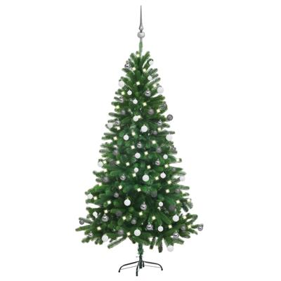 VidaXL Kunstkerstboom met verlichting en kerstballen 150 cm groen