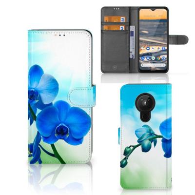 Nokia 5.3 Hoesje Orchidee Blauw - Cadeau voor je Moeder Nokia 5.3 Hoesje Orchidee Blauw - Cadeau voor je Moeder