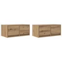 Tv-meubelen 2 st 60x31x25,5 cm bewerkt hout artisanaal eiken - thumbnail