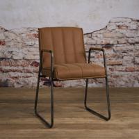 Tower Living Eetkamerstoel 'Santo' met armleuning, kleur Bruin - thumbnail