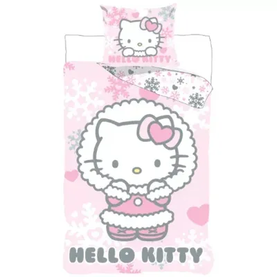 Hello Kitty winterjas Dekbedovertrek 140 X 200 cm - 70x90 cm - katoen