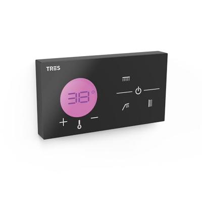 Douchethermostaat Tres Shower Technology 3-Weg Inbouw met Wandstraal Functie Zwart Chrome